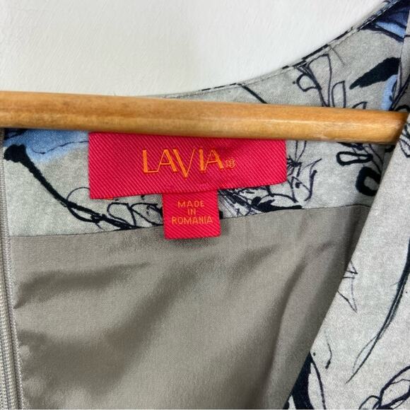 LAVIA 18 Gray Blue Floral Print Scoop Neck Dress Size M - Picture 10 of 12